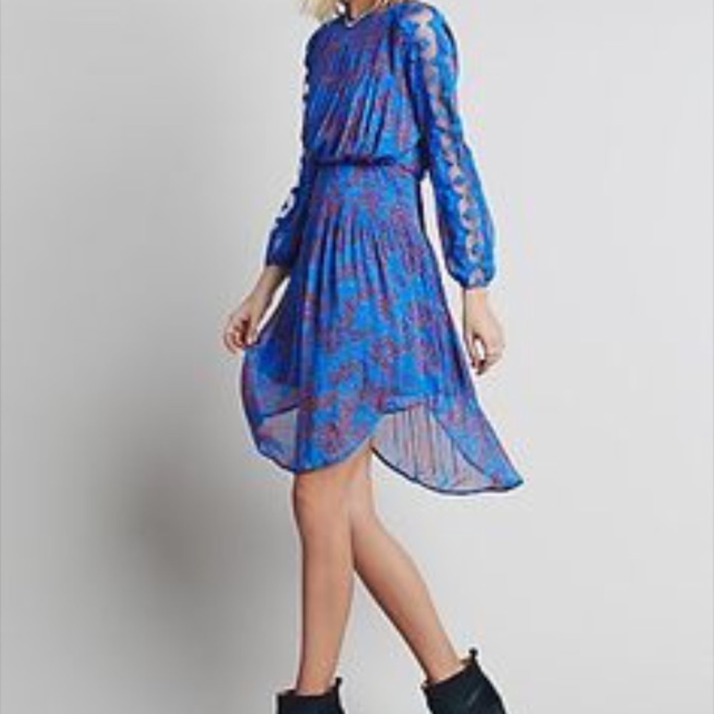 Free People NWT Boho Blue Midi Dress